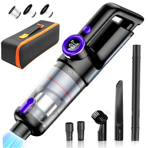 Lumcrissy Handheld Vacuum Cordless,Car Vacuum Cleaner with Brushless Motor, 14000PA Mini Portable with Digital Display for Home, Office Cleaning and Pet Hair with Storage Bag