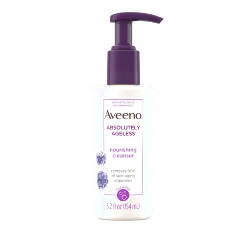 Aveeno Absolutely Ageless Nourishing Daily Facial Cleanser, Antioxidant-Rich Blackberry Extract, Non-Comedogenic Makeup-Removing Face Wash from Dermatologist-Recommended Brand, 5.2 fl. oz