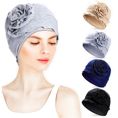 JenPen 4 Pcs Cotton Beanie Turban Headwear for Women Soft Cancer Chemo Head Scarf Hats Elastic Covers Wraps for Women's Hair