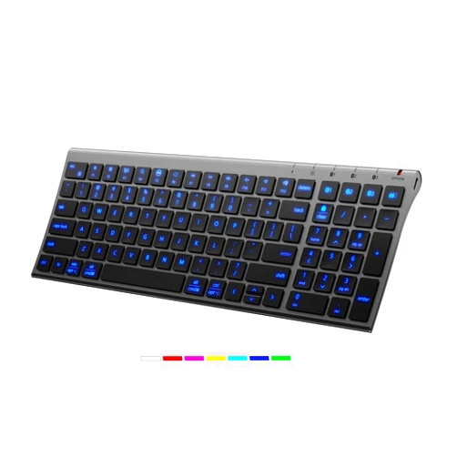 iClever Backlit Bluetooth Keyboard for Mac, BK10 Pro Ultra Slim Wireless Keyboard, Multi-Device, 7-Color Backlight, Standard Full-Size Keys, Rechargeable Compatible with Mac, Windows, iPad, Android