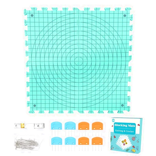 Yarniss Blocking Mats for Knitting & Crochet Project, Extra Thick Knitting Blocking Mat with Grid Lines，Knitting Mats with T-Pins,Green