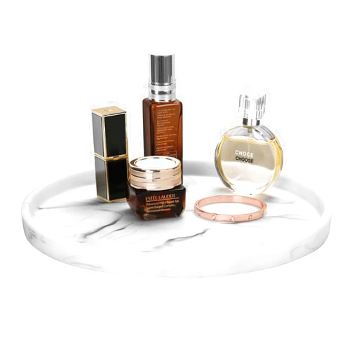 Shinowa Vanity Tray, Resin Bathroom Decorative Tray Catchall Organizer Jewelry Dish Tray for Bathroom Bedroom Counter-top Vanity Organization Vanity Table Jewelry Organizer, White Marble