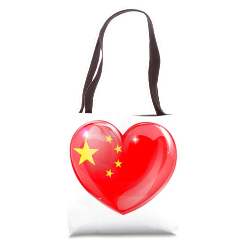 Heart Shaped Chinese Flag China Love Design Heart Shaped Chinese Flag China Love Patriotic Design Tote Bag
