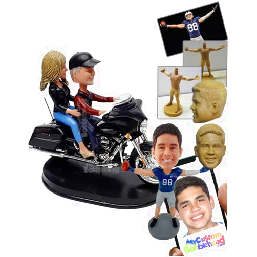 MyCustomBobblehead.com Custom Bobblehead Motorcycle Couple Lover Wearing Cool Outfit Ready to hit The Road - Motor Vehicles