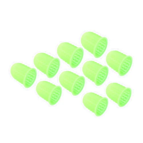 PATIKIL 0.67 Inch Rubber Finger Tips, 10 Pack Silicone Thumb Fingertip Protector Covers Guard Pads Thimble for Office Counting Sorting Sewing, Green Medium Size