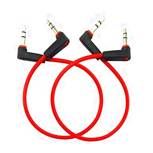 Seadream 3.5mm Aux Cable 2Pack 8 inch 3-Pole 3.5mm Male Right Angle Stereo Audio Cable Headset Extension Cord for Beats Dr. Dre Studio iPhone Double Angled