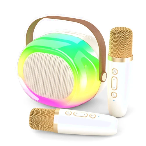 MEGUO Karaoke Machine for Kids Adults,Portable Bluetooth Speaker with Two Wireless Microphones and Dynamic Lights,Support TF/USB/AUX,Birthday Gifts for Girls/Boys//Men/Women/Family Home Party