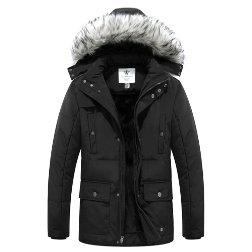 WenVen Men's Thicken Puffer Jacket Insulated Water-Resistant Warm Winter Coat with Hood