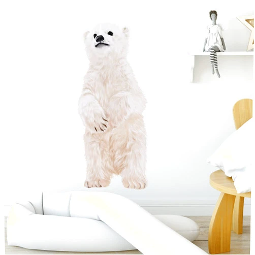 RoyoLam Little Polar Bear Wall Decal Nursery Animal Wall Sticker Removable Peel and Stick Waterproof Wall Art Decor Stickers for Kids Baby Classroom Living Room Playing Room Bedroom