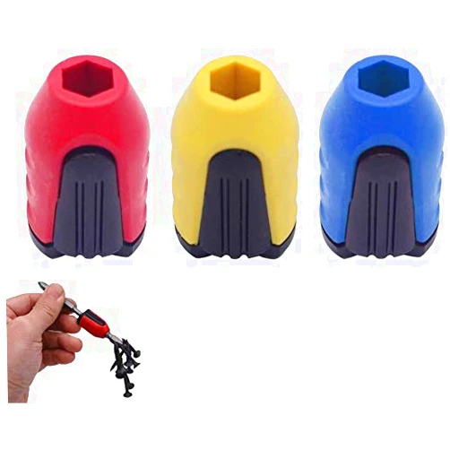 Bestgle 3pcs Plastic Removable Screwdriver Bit Magnetic Ring Screw Catcher Strong Magnetizer for 6.35mm Shank Screwdriver Bits