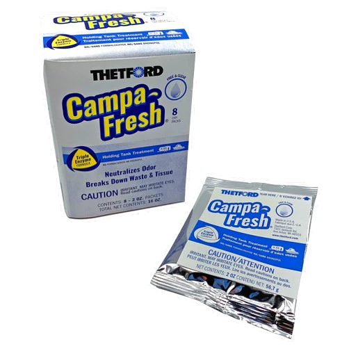 Thetford Campa-Fresh Free & Clear RV Holding Tank Treatment, Formaldehyde Free, Waste Digester, Septic Tank Safe, 8 Pack Dripack (96730)
