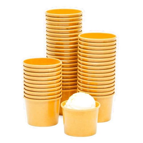 Juvale 50 Pack Brown Paper Ice Cream Cups, Disposable Dessert Bowls for Sundae Bar, Frozen Yogurt (5 ounces)