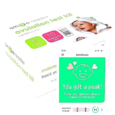 SmileReader 30 Ovulation Test Strips & 10 Pregnancy Test Strips | Track Your Fertility and Ovulation Schedule | Bonus Free App for iOS and Android (30LH + 10HCG) 40 Piece Set