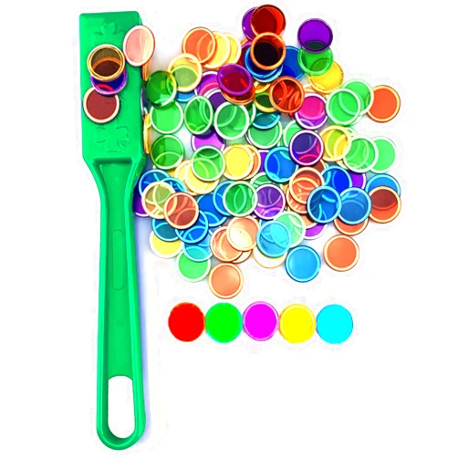 Dacefloy Magnetic Wands and Bingo Chips Set Magnet Wand 100 Multicolour Metal Ringed Discs Science STEM Kit Learning Accessories Family Game Night Tokens