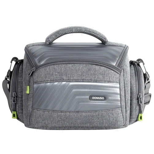 DOMISO Waterproof Camera Storage Bag Soft Padded DSLR SLR Camera Case Anti-Shock Shoulder Bag Compatible for Nikon/Canon/Sony/Pentax/Olympus/Samsung, Silver Gray