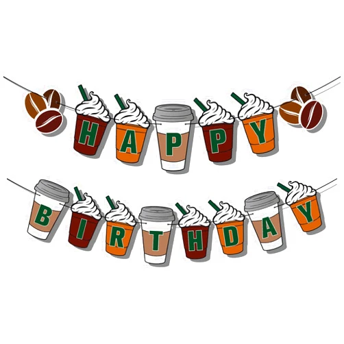 Gosknor Happy birthday banner, Pre-String Coffee Themed Party Decorations Frappe Coffee Birthday Decorations for Coffee Party Supplies