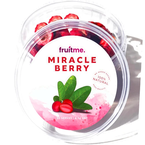 FruitMe Miracle Berry Whole Fruit - 30 Gently Dried Miracle Fruit Seedless Halves - Sweeten Those Sour Moments with Unique Taste Changing Magic Berry