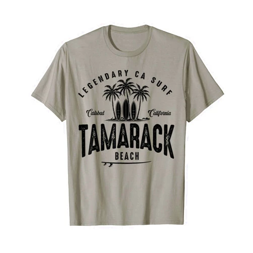 Legendary Surf Locations THREE VINTAGE SURFBOARDS AND PALMS - Tamarack Beach T-Shirt