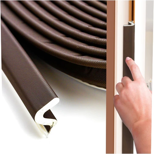 Ravinte Hardware Weather Stripping Door Seal Strip 26FT Door Soundproofing V-Shape Sound Proof Door Sealers for Door Frame, Door Insulation Strip for Large Gap，Brown