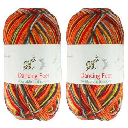 BambooMN JubileeYarn Dancing Feet Yarn - Self-Striping Hiking Sock Superwash Wool - Hayride - 2 Skeins