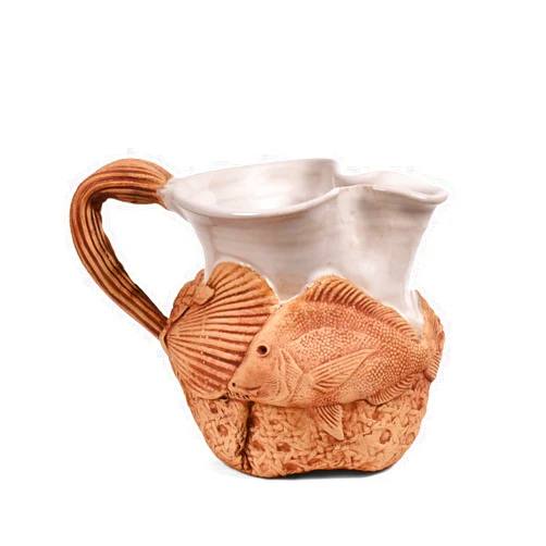 The Barrington Garage Sea Creatures Small Pitcher, Handmade American Pottery by Charlestowne Porcelaine, Each One Unique