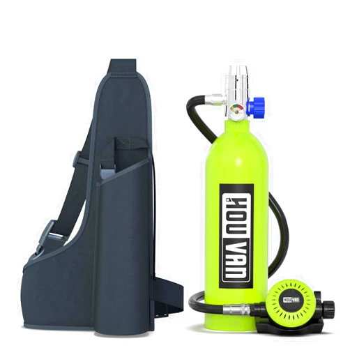 HOUVAN S400 Mini Scuba Tank 1.0L Scuba Tank Portable Diving Tank with On-Off Valve Reusable Underwater Breathing Pony Bottle for Underwater Exploration Emergency/Recreation
