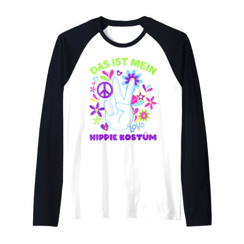 Lustige Witzige Fasching Karneval Kostüm Shirts.MK Das ist Mein Hippie Costume Carnival T-Shirt – Men & Women Raglan Baseball Tee