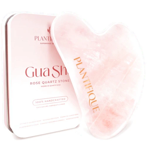 PLANTIFIQUE Gua Sha Rose Quartz Tool for Face Anti Aging Massage Tool - GuaSha Tool - Facial Skin Care Products - Massager for Your Skincare Routine