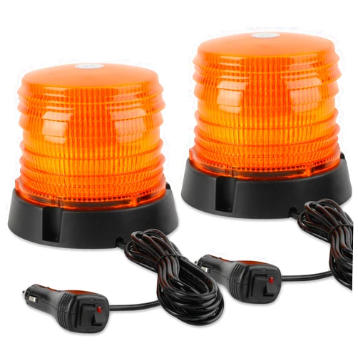 ASPL 2pcs LED Warning Flash Beacon Lights, 60 LED Amber Warning Safety Flashing Strobe Lights with Magnetic and 16 ft Straight Cord for Vehicle Truck Tractor Golf Carts UTV Car Bus,12V-24V