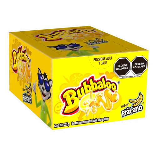 Bubbaloo Adams- goma de mascar 47 pz- sabores varios (Platano, 47pz)