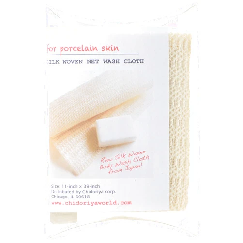 Chidoriya 100% Raw Silk Woven Net Wash Cloth - 1 pc