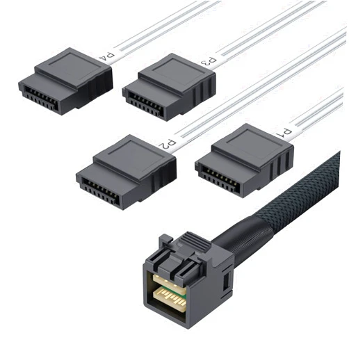 10Gtek# 6G Internal MiniSAS HD to SATA Cable, SAS to SATA, SFF-8643 to 4X SATA 7pin Hard Disk Data Server Raid Cable, 1.6ft/0.5m