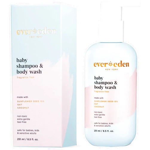 Evereden Baby Shampoo & Body Wash 2-in-1, 8.5 fl oz | Gentle, Non-Toxic, Fragrance-Free, Hydrating Formula for Sensitive Skin
