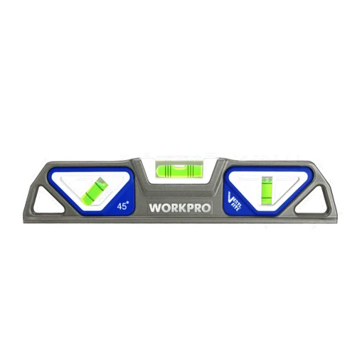 WORKPRO 10-Inch Magnetic Torpedo Level, Patented Double-View Design, Die-Cast Aluminum Alloy Construction, 3 Bubble Vials for 0°/90°/45° Measurements