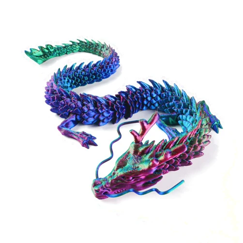 LYROYREG 3D Printed Dragon, 17.7 Inch Articulated Dragon, Crystal Dragon, Dragon Fidget Toy, Home Office Decor Executive Desk Toys (F)