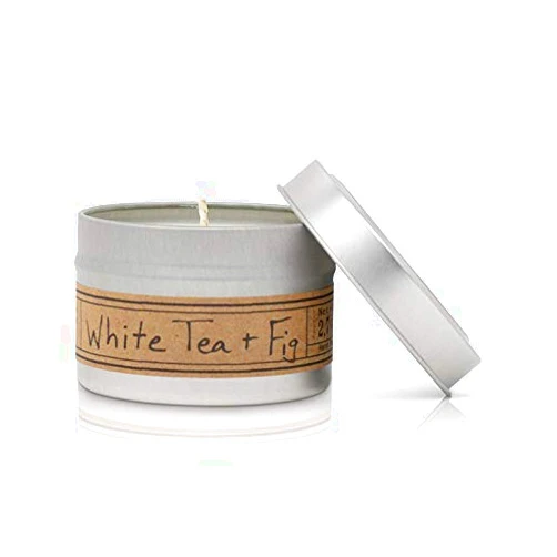 Seventh Avenue Apothecary Premium Scented 100% Soy Candle - White Tea + Fig - 2.7 oz. net. wt. Mini Tin Candle - Long Lasting 23+ Hour Burn Time - Travel and Gifting - Hand Poured in The USA