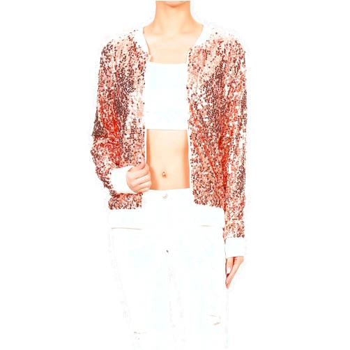 Anna-Kaci Womens Sequin Jacket Bomber Coat 1989 Slitter Outfit For Concert Party, Blue, Large