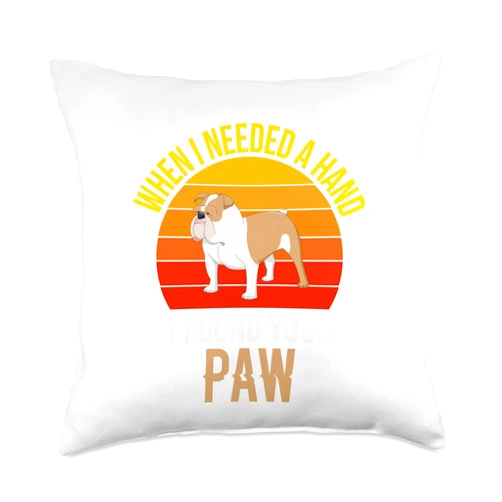 Funny Dog Themed Tees Funny Cat Lover Tees-When I Needed A Hand I Found Your Paw Throw Pillow, 18x18, Multicolor