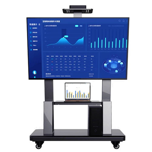 HWFF 75 70 65 55 50 43 Inch Adjustable Mobile TV Floor Stand/Cart, Bedroom/Living Room/Boardroom/Classroom Universal TV Stands on Wheels, Black