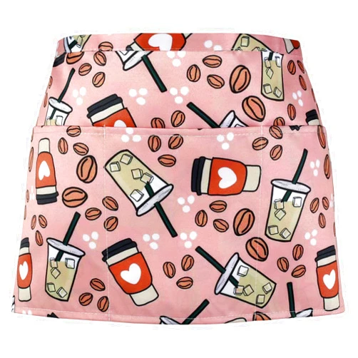 Plum Hill Cute Half Apron with Pockets - Waitress Apron for Servers – Teacher Apron with 3-Pockets