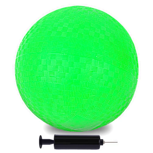 LovesTown Playground Ball, 8.5 Inch Kickballs Green Bouncy Ball, Jumbo Beach Balls for Summer Swimming Pool Beach Game Indoor and Outdoor Games with Pump