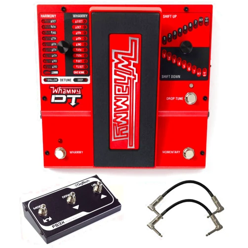 Digitech Whammy DT Pitch Shift Drop Tune Guitar Effects Pedal Bundle with 2 Patch Cables and FS3X 3 Button Footswitch