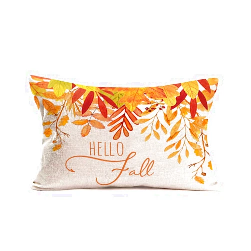 Fukeen Hello Fall Maple Leaves Throw Lumbar Pillow Covers 12x20 Inch Orange Autumn Leaves Harvest Farmhouse Decorations Pillow Cases Cotton Linen Outdoor Cushion Cover for Thanksgiving
