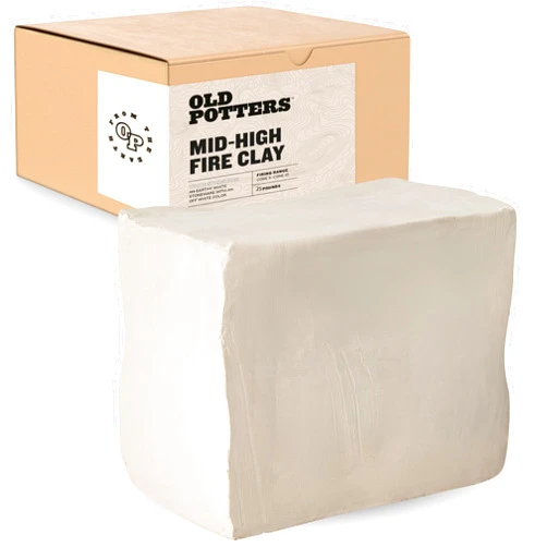 Old Potters Mid High Fire White Stoneware Clay for Pottery | Cone 6 | Ideal for Wheel Throwing, Hand Building, Sculpting | Great for All Skill Levels | Greenware Clay, 25 lbs.