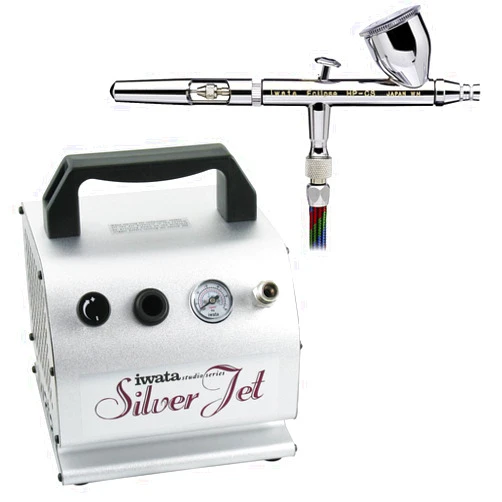 Iwata Eclipse HP-CS Airbrushing System with Silver Jet Air Compressor