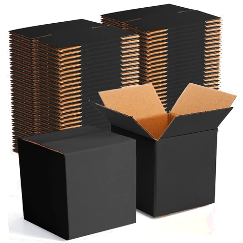 Yeaqee 72 Pcs Shipping Boxes Corrugated Cardboard Small Shipping Boxes for Packaging Mailing Packing Moving Small Business Storage Crafts Gifts(4x4x4 Inch,Black)