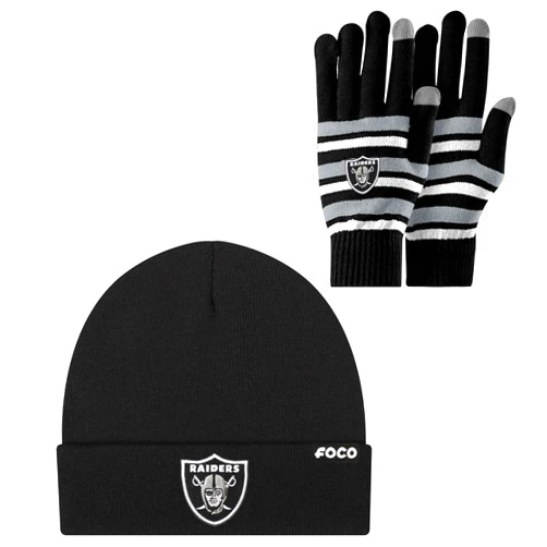 FOCO NFL unisex-adult Nfl Team Logo Adult Stretch Gloves With Basic Winter Knit Hat Beanie Set