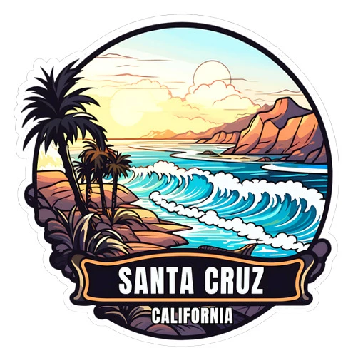 No Thorns Media Santa Cruz California Sticker 4 Inch Travel Souvenir City Destination - Waterproof Vinyl Decal for Laptop Water Bottle Car Tumbler - Durable Aesthetic Long-Lasting Stickers for Adults ID44990