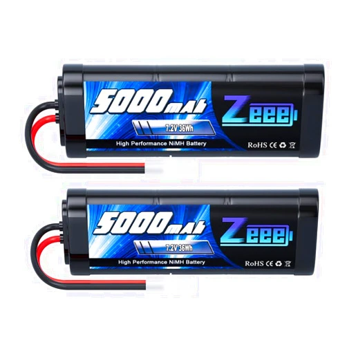 Zeee 7.2V 5000mAh NiMH Battery with Tamiya Plug 6-Cell Rechargeable Battery Pack High Power for RC Car Truck Truggy Buggy Associated HPI Losi Kyosho Tamiya Hobby Models(2 Pack)