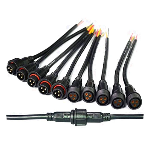 WESIRI 5Pairs 3pin Black Electrical Connector LED Connector for LED Lights 20cm Extension Cable 40cm/Pair 0.75mm² 22mm Nut